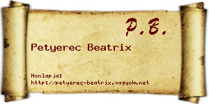 Petyerec Beatrix névjegykártya